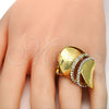 Anillo Multi Piedra 01.241.0047.09 Oro Laminado, Diseño de Flor, con Blanca Cristal, Pulido, Tono Dorado (Size 9)