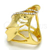 Anillo Multi Piedra 01.241.0047.09 Oro Laminado, Diseño de Flor, con Blanca Cristal, Pulido, Tono Dorado (Size 9)