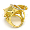 Anillo Multi Piedra 01.241.0047.09 Oro Laminado, Diseño de Flor, con Blanca Cristal, Pulido, Tono Dorado (Size 9)