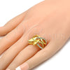 Anillo Multi Piedra 01.241.0053.09 Oro Laminado, Diseño de Mariposa y Infinito, con Blanca Cristal, Pulido, Tono Dorado (Size 9)