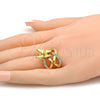 Anillo Multi Piedra 01.241.0053.09 Oro Laminado, Diseño de Mariposa y Infinito, con Blanca Cristal, Pulido, Tono Dorado (Size 9)