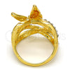 Anillo Multi Piedra 01.241.0053.09 Oro Laminado, Diseño de Mariposa y Infinito, con Blanca Cristal, Pulido, Tono Dorado (Size 9)