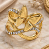 Anillo Multi Piedra 01.241.0053.09 Oro Laminado, Diseño de Mariposa y Infinito, con Cristal Blanca, Pulido, Tono Dorado (Tamaño 9)