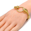 Pulsera Elegante 03.241.0001.08 Oro Laminado, Diseño de Oja, con Blanca Cristal, Pulido, Tono Dorado (25 MM Thickness, 8 Inches Length)