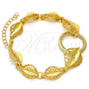Pulsera Elegante 03.241.0001.08 Oro Laminado, Diseño de Oja, con Blanca Cristal, Pulido, Tono Dorado (25 MM Thickness, 8 Inches Length)