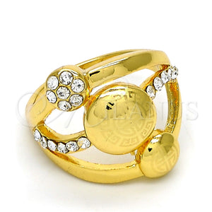 Anillo Multi Piedra 01.241.0050.09 Oro Laminado, con Blanca Cristal, Pulido, Tono Dorado (Size 9)