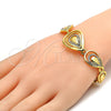 Pulsera Elegante 03.241.0003.08 Oro Laminado, Diseño de Gota y Llave Griega, con Blanca Cristal, Pulido, Tono Dorado (21 MM Thickness, 8 Inches Length)
