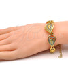 Pulsera Elegante 03.241.0003.08 Oro Laminado, Diseño de Gota y Llave Griega, con Blanca Cristal, Pulido, Tono Dorado (21 MM Thickness, 8 Inches Length)