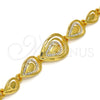 Pulsera Elegante 03.241.0003.08 Oro Laminado, Diseño de Gota y Llave Griega, con Blanca Cristal, Pulido, Tono Dorado (21 MM Thickness, 8 Inches Length)