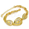 Pulsera Elegante 03.241.0003.08 Oro Laminado, Diseño de Gota y Llave Griega, con Blanca Cristal, Pulido, Tono Dorado (21 MM Thickness, 8 Inches Length)