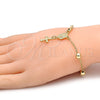 Rosario de Pulsera 03.197.0001.08 Oro Laminado, Diseño de Virgen Maria y Cruz, Pulido, Tono Dorado