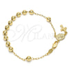 Rosario de Pulsera 03.197.0001.08 Oro Laminado, Diseño de Virgen Maria y Cruz, Pulido, Tono Dorado