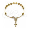 Rosario de Pulsera 03.197.0001.08 Oro Laminado, Diseño de Virgen Maria y Cruz, Pulido, Tono Dorado