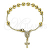 Rosario de Pulsera 03.197.0001.08 Oro Laminado, Diseño de Virgen Maria y Cruz, Pulido, Tono Dorado