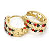 Argolla Huggie 02.165.0144.12.15 Oro Laminado, con Multicolor Cristal, Pulido, Tono Dorado