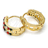 Argolla Huggie 02.165.0144.12.15 Oro Laminado, con Multicolor Cristal, Pulido, Tono Dorado