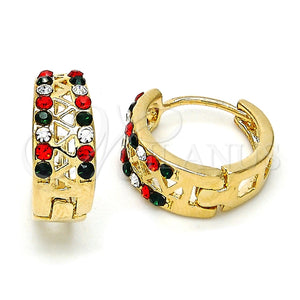 Argolla Huggie 02.165.0144.12.15 Oro Laminado, con Multicolor Cristal, Pulido, Tono Dorado