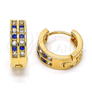 Argolla Huggie 02.165.0137.4.15 Oro Laminado, con Tanzanita and Blanca Cristal, Pulido, Tono Dorado