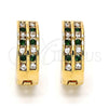 Argolla Huggie 02.165.0137.5.15 Oro Laminado, con Verde and Blanca Cristal, Pulido, Tono Dorado