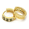 Argolla Huggie 02.165.0137.5.15 Oro Laminado, con Verde and Blanca Cristal, Pulido, Tono Dorado