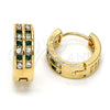 Argolla Huggie 02.165.0137.5.15 Oro Laminado, con Verde and Blanca Cristal, Pulido, Tono Dorado