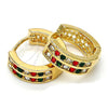 Argolla Huggie 02.165.0137.6.15 Oro Laminado, con Multicolor Cristal, Pulido, Tono Dorado