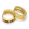 Argolla Huggie 02.165.0137.6.15 Oro Laminado, con Multicolor Cristal, Pulido, Tono Dorado
