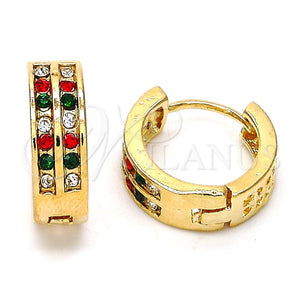 Argolla Huggie 02.165.0137.6.15 Oro Laminado, con Multicolor Cristal, Pulido, Tono Dorado