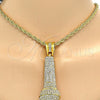 Collares con Dije 04.242.0003.30GT Tono Dorado, Diseño de Rope, con Blanca Cristal, Pulido, Tono Dorado (04 MM Thickness, 30 Inches Length)