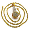 Collares con Dije 04.242.0003.30GT Tono Dorado, Diseño de Rope, con Blanca Cristal, Pulido, Tono Dorado (04 MM Thickness, 30 Inches Length)