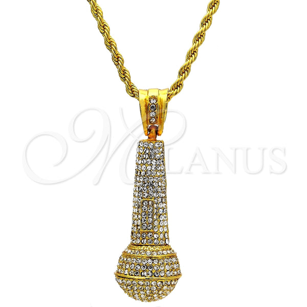 Collares con Dije 04.242.0003.30GT Tono Dorado, Diseño de Rope, con Blanca Cristal, Pulido, Tono Dorado (04 MM Thickness, 30 Inches Length)