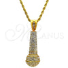 Collares con Dije 04.242.0003.30GT Tono Dorado, Diseño de Rope, con Blanca Cristal, Pulido, Tono Dorado (04 MM Thickness, 30 Inches Length)