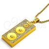 Collares con Dije 04.242.0012.30GT Tono Dorado, Diseño de Rope, con Blanca Cristal, Pulido, Tono Dorado (04 MM Thickness, 30 Inches Length)