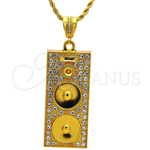 Collares con Dije 04.242.0012.30GT Tono Dorado, Diseño de Rope, con Blanca Cristal, Pulido, Tono Dorado (04 MM Thickness, 30 Inches Length)