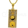 Collares con Dije 04.242.0012.30GT Tono Dorado, Diseño de Rope, con Blanca Cristal, Pulido, Tono Dorado (04 MM Thickness, 30 Inches Length)