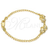 Pulsera Elegante 03.168.0006.07 Oro Laminado, con Blanca Cristal, Pulido, Tono Dorado (10 MM Thickness, 7 Inches Length)