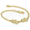 Pulsera Elegante 03.168.0006.07 Oro Laminado, con Blanca Cristal, Pulido, Tono Dorado (10 MM Thickness, 7 Inches Length)