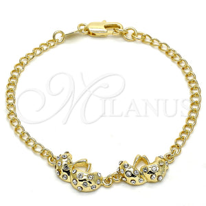 Pulsera Elegante 03.168.0006.07 Oro Laminado, con Blanca Cristal, Pulido, Tono Dorado (10 MM Thickness, 7 Inches Length)