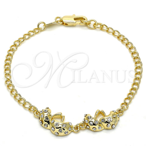 Pulsera Elegante 03.168.0006.07 Oro Laminado, con Blanca Cristal, Pulido, Tono Dorado (10 MM Thickness, 7 Inches Length)