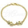 Pulsera Elegante 03.168.0006.07 Oro Laminado, con Blanca Cristal, Pulido, Tono Dorado (10 MM Thickness, 7 Inches Length)