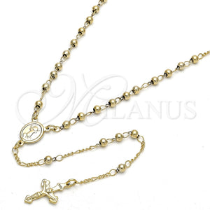 Rosario Fino 09.118.0008.18 Oro Laminado, Diseño de Divino Niño y Crucifijo, Pulido, Tono Dorado