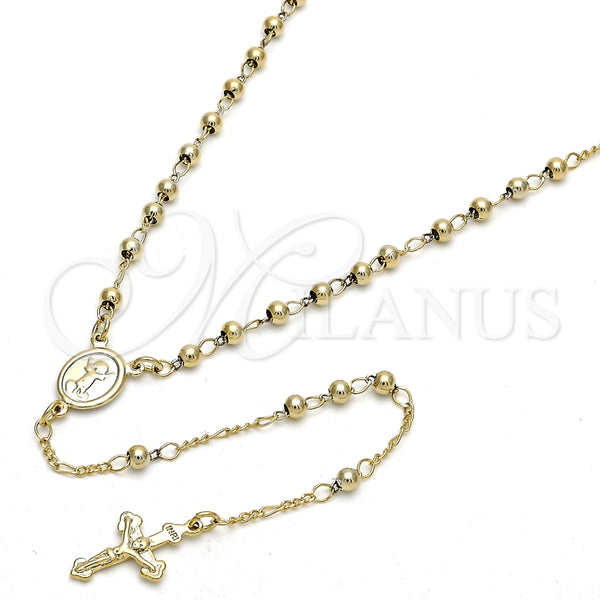 Rosario Fino 09.118.0008.18 Oro Laminado, Diseño de Divino Niño y Crucifijo, Pulido, Tono Dorado