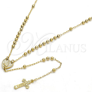 Rosario Fino 09.118.0010.18 Oro Laminado, Diseño de Caridad del Cobre y Crucifijo, Pulido, Tono Dorado