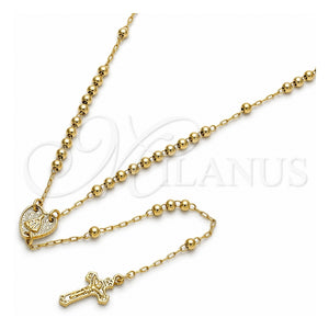 Rosario Fino 09.118.0010.18 Oro Laminado, Diseño de Caridad del Cobre y Crucifijo, Pulido, Tono Dorado