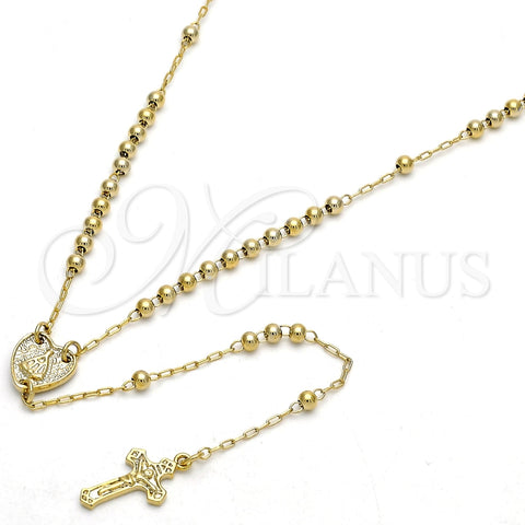 Rosario Fino 09.118.0010.18 Oro Laminado, Diseño de Caridad del Cobre y Crucifijo, Pulido, Tono Dorado