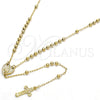 Rosario Fino 09.118.0010.18 Oro Laminado, Diseño de Caridad del Cobre y Crucifijo, Pulido, Tono Dorado