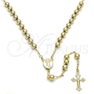 Rosario Mediano 09.118.0012.24 Oro Laminado, Diseño de Divino Niño y Crucifijo, Pulido, Tono Dorado