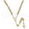 Rosario Mediano 09.118.0014.24 Oro Laminado, Diseño de Divino Niño y Crucifijo, Pulido, Tono Dorado