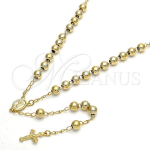 Rosario Mediano 09.118.0014.24 Oro Laminado, Diseño de Divino Niño y Crucifijo, Pulido, Tono Dorado