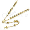 Rosario Mediano 09.118.0014.24 Oro Laminado, Diseño de Divino Niño y Crucifijo, Pulido, Tono Dorado